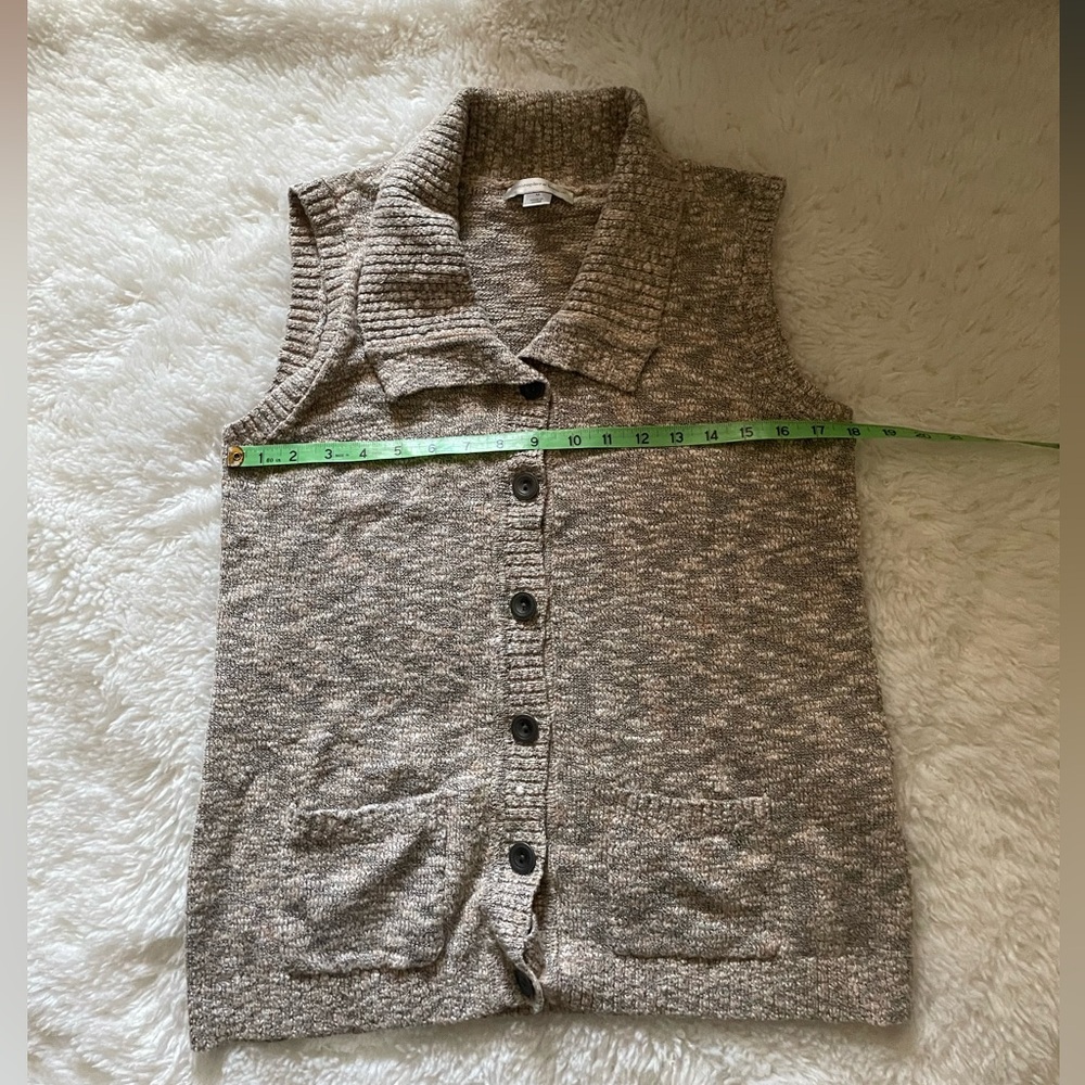 Christopher Banks Marled Brown Knit Button-Up Vest